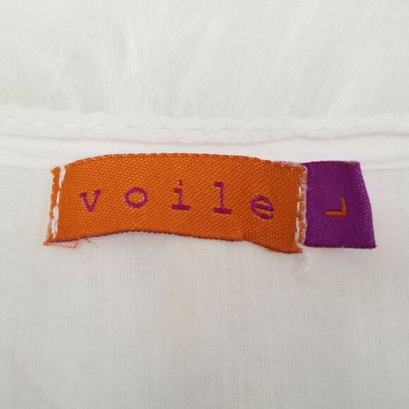 Voile Beautiful White Tunic 100% cotton - Size L - Picture 3 of 5